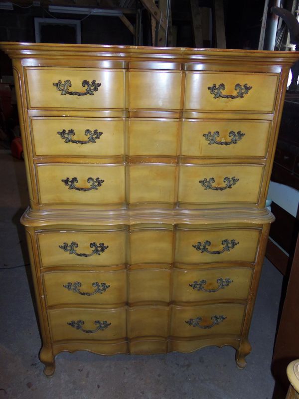 Black French Provincial High Boy Dresser Set For Sale Funcycled
