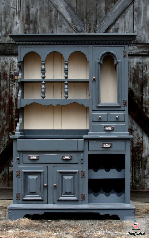 Grey and White Hutch Makeover