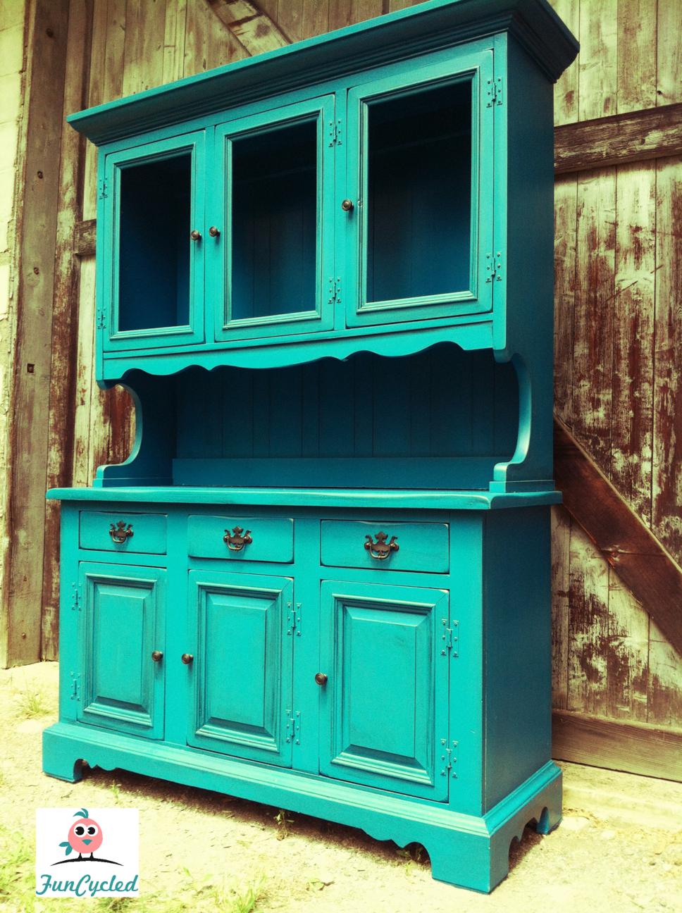 Tuesday S Treasures Vintage Teal Hutch And Red French Provincial