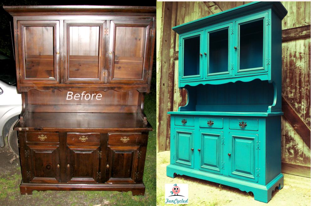 Tuesday S Treasures Vintage Teal Hutch And Red French Provincial
