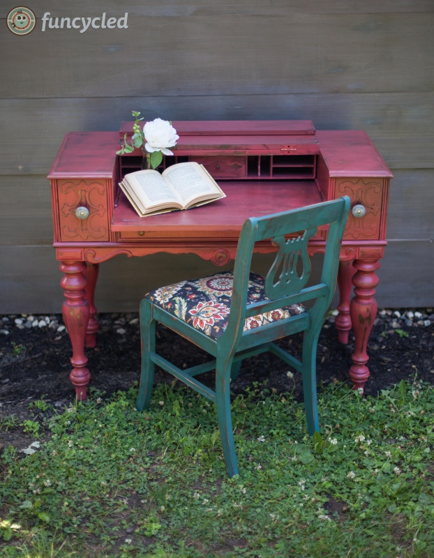 Antique Red Desk Set 