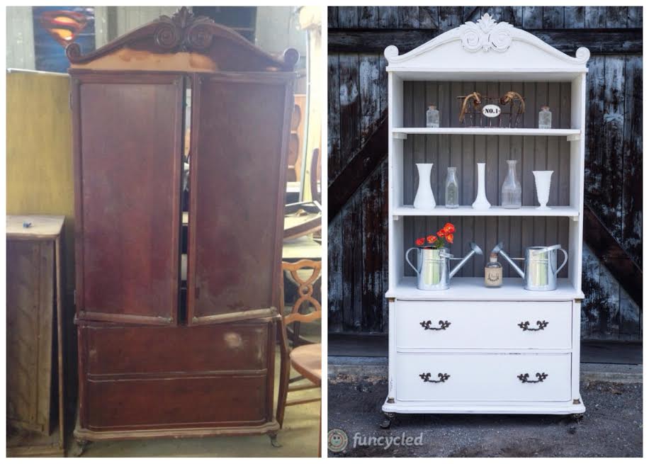 White and Weathered Grey  Armoire by FunCycled 