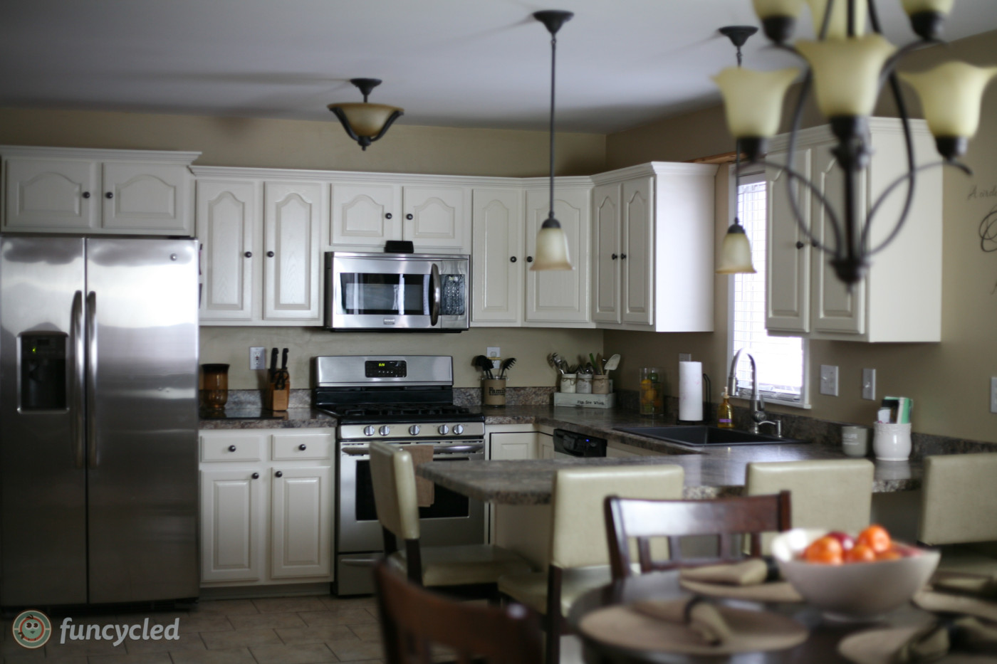 Oak Kitchen Cabinets Painted Navajo White Funcycled