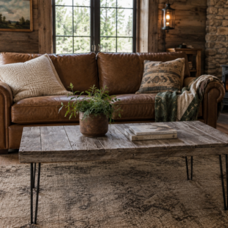 Rustic Wood Coffee Table with Metal Legs