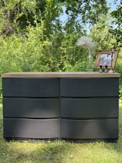 Vintage Black Wood Dresser - Image 2