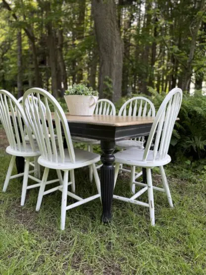 Vintage Farmhouse Dining Table and Chairs Set - Image 3