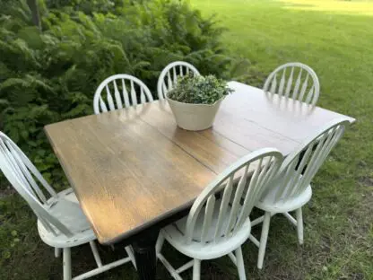 Vintage Farmhouse Dining Table and Chairs Set - Image 4