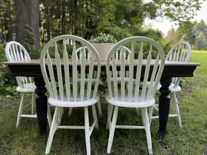 Vintage Farmhouse Dining Table and Chairs Set - Image 2