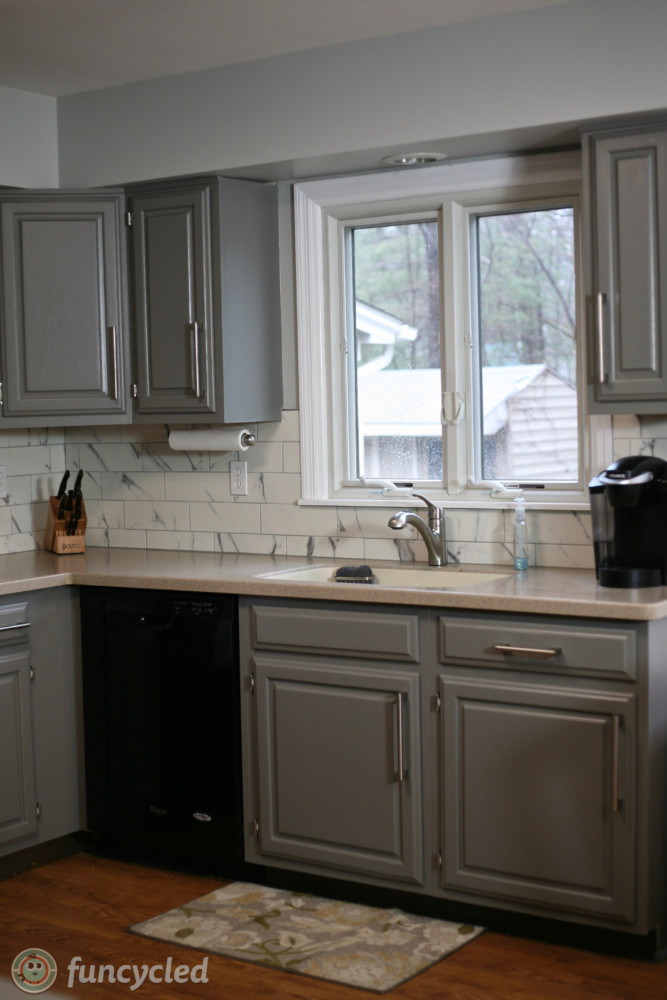 Oak Kitchen Cabinets Painted Chelsea Gray - FunCycled