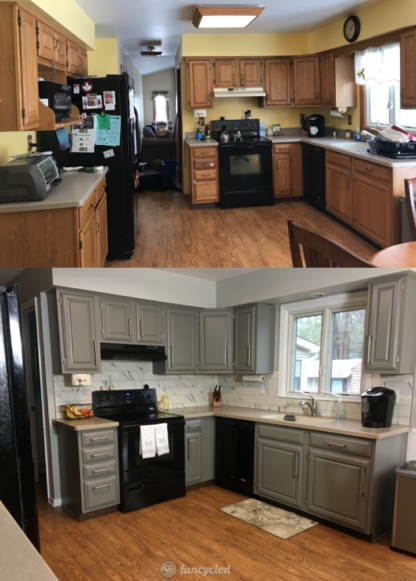 Oak Kitchen Cabinets Painted Chelsea Gray - FunCycled