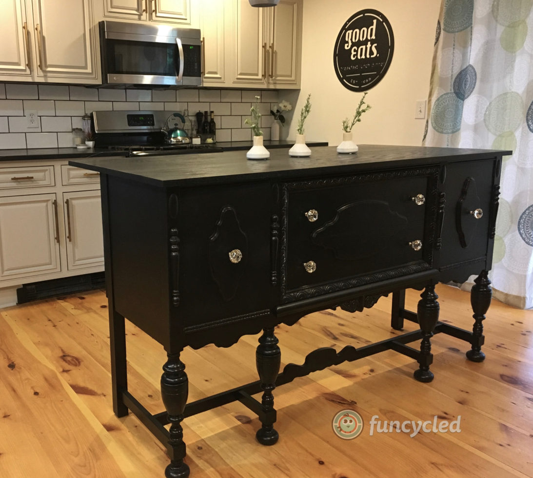 Repurposed Antique Buffet Into Kitchen Island Tuesday S Treasures Funcycled