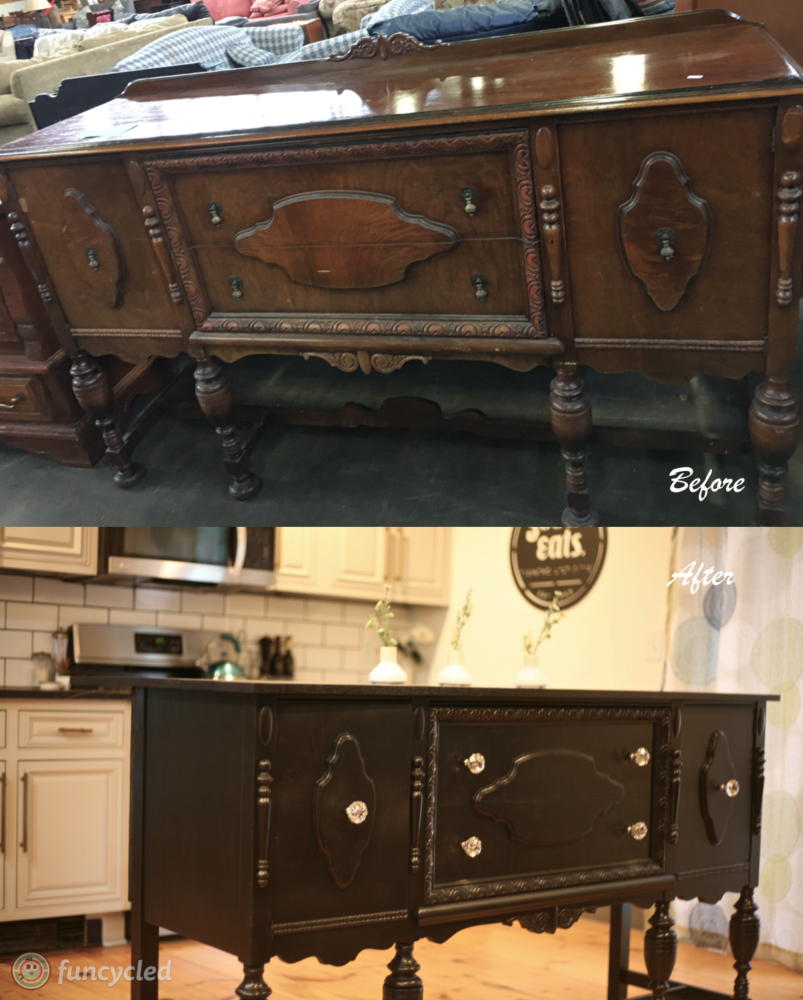 Repurposed Antique Buffet Into Kitchen Island Tuesday S Treasures Funcycled