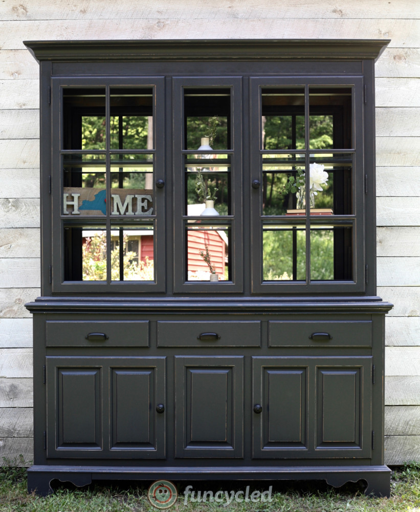 Pine Hutch Painted Black Tuesday S, Images Of Black Painted China Cabinets