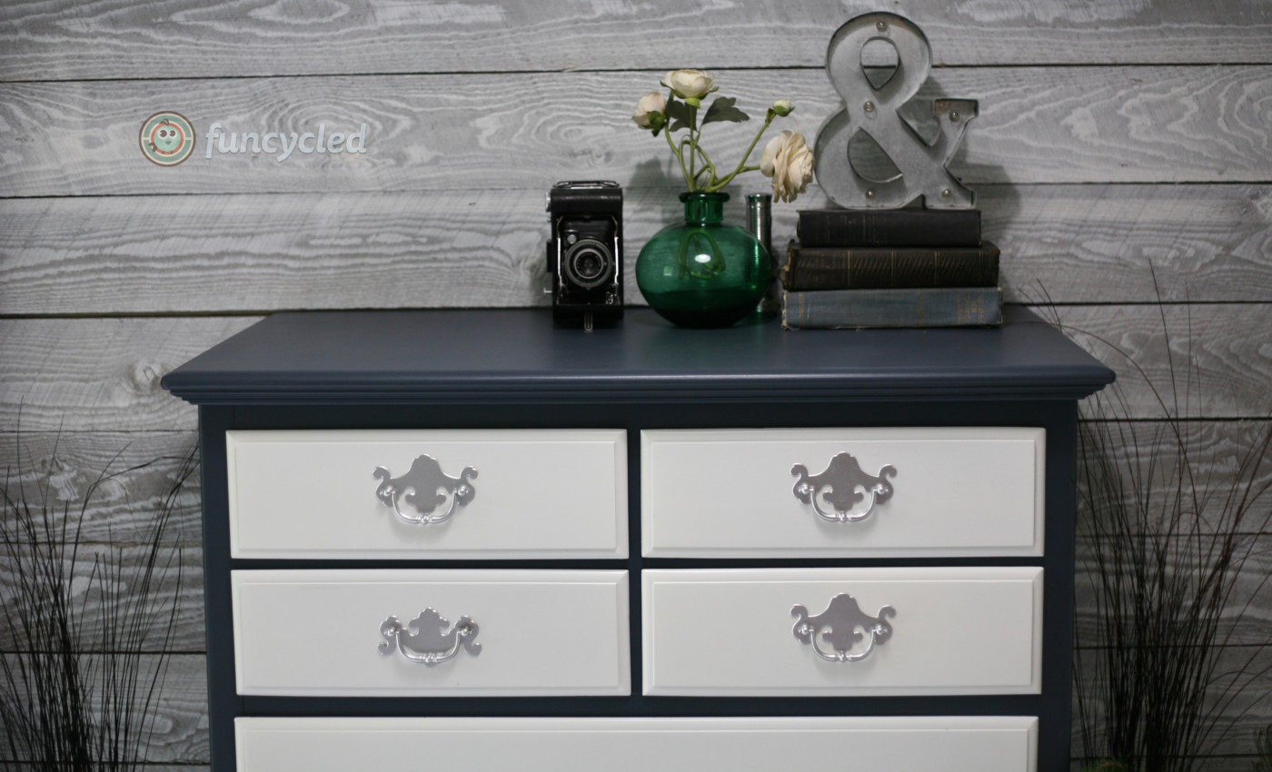 Navy Dresser With White Drawer Fronts, Navy Blue And Grey Dressers