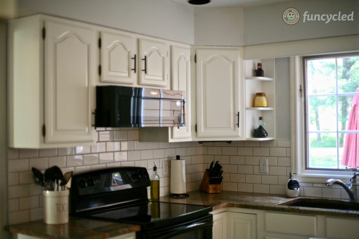 cloud white on kitchen cabinet and wall