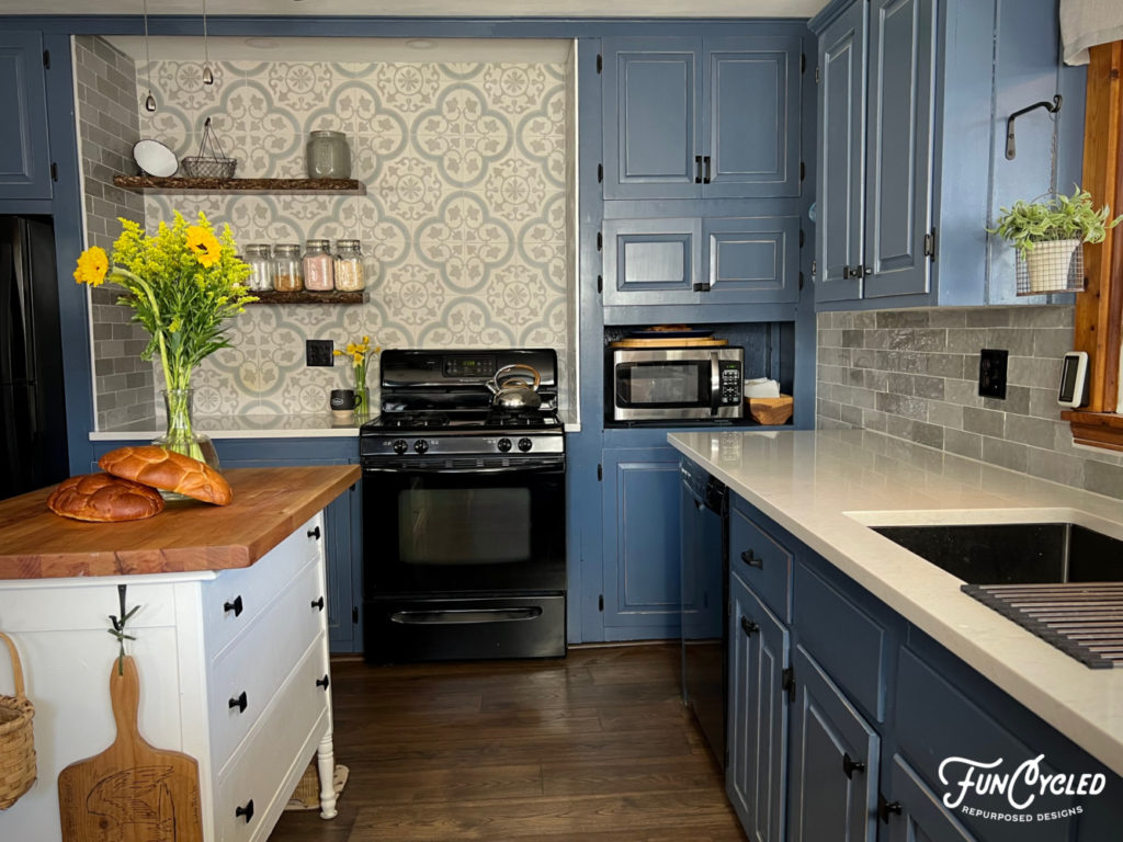 Van Deusen Blue Kitchen Cabinets Distressed 