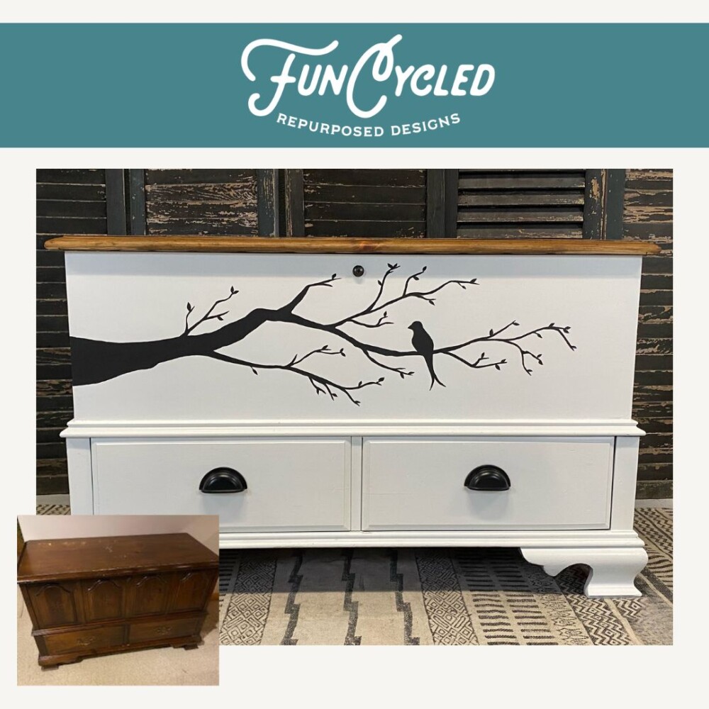 White Hope Chest with Bird Decal