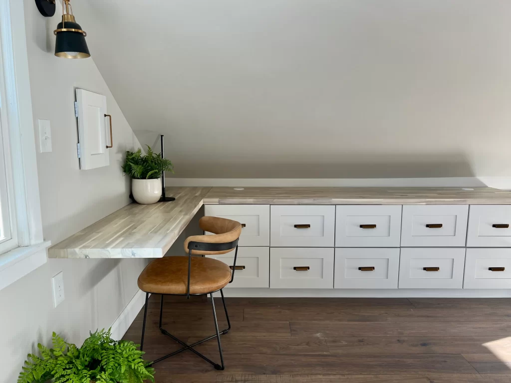 Attic with built in desk