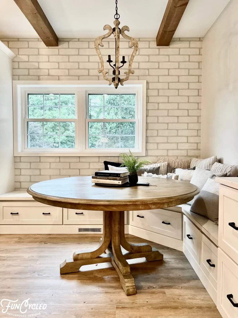 kitchen with custom built in breakfast nook