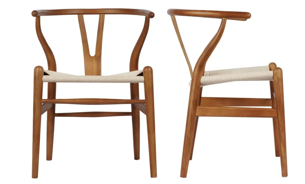 set of 2 chairs with hemp seats