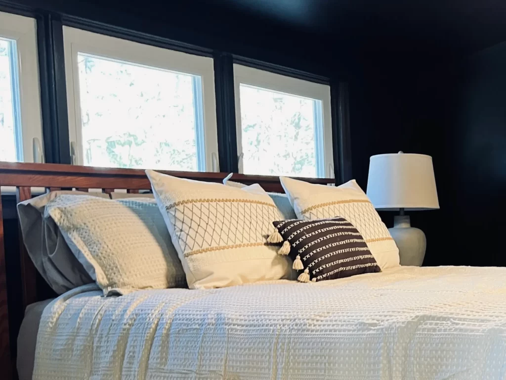 white and black bedroom