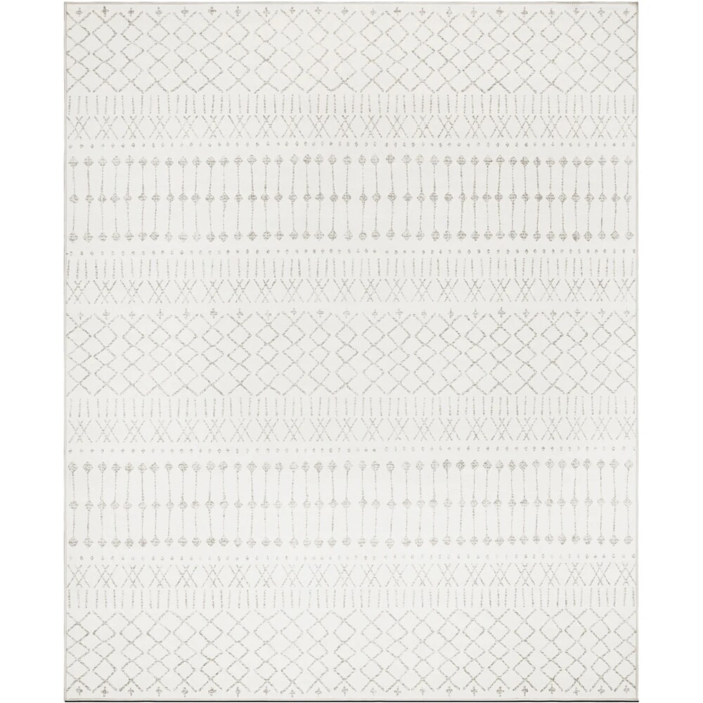 grey and cream rug with soft geometric lines and shapes